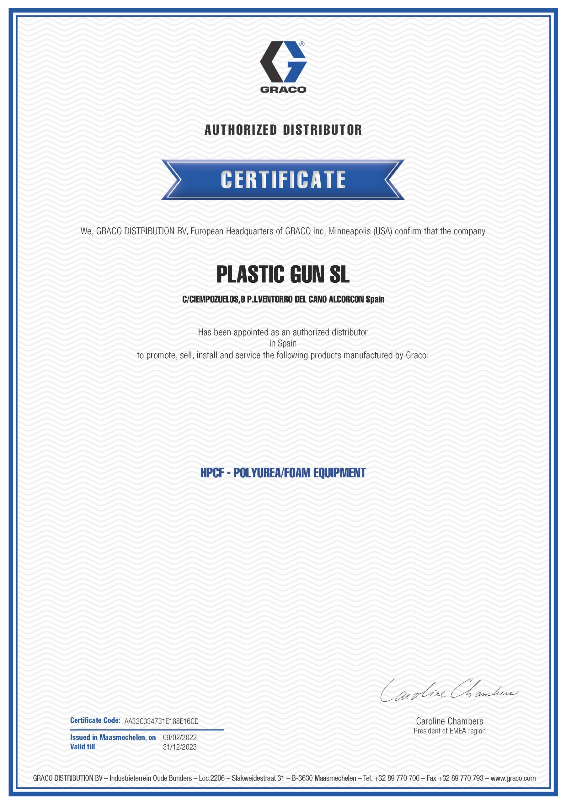 CERTIFICADO GRACO